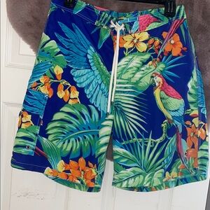 Polo Ralph Lauren Tropical Parrot Print Swim Trunks class is 5.75” leg length